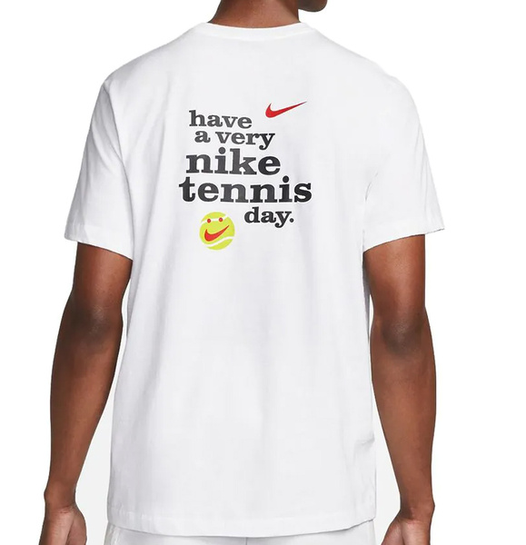 Biała Męska Koszulka Nike Tee Court Tenisowa M DR7725-100
