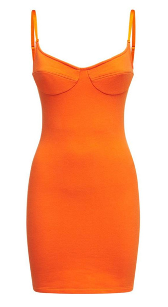 Calvin Klein Sukienka Gorsetowa - Pomarańczowa - Mini - Dopasowana - Rozmiar M - K20K203542SBD