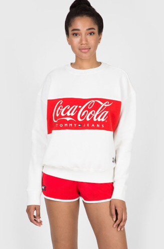 Biała Bluza Damska Tommy Jeans x Coca Cola XS Oversize