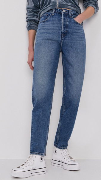 Tommy Jeans Spodnie Damskie - Mom Jean - Niebieskie - Rozmiar 26/34 - DW0DW09599