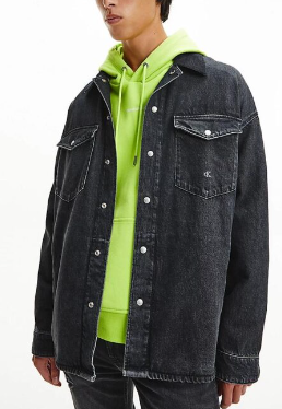 Czarna Kurtka Męska Jeansowa Calvin Klein Oversize J30J319044 S