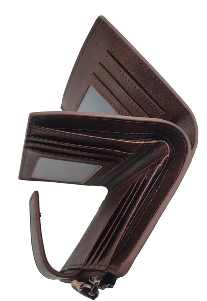 Ciemnobrązowy Portfel Męski Sendefn Skóra RFID