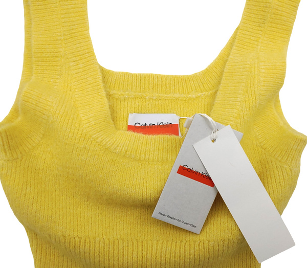 Calvin Klein - Żółty Top - Krótki - Prążkowany - Rozmiar L - K20K203720ZAY