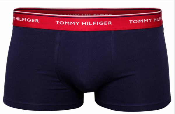 Bokserki Męskie Tommy Hilfiger - Komplet 3szt - Gumka 3 Kolory - Biała Czerwona Granatowa - Rozmiar XL