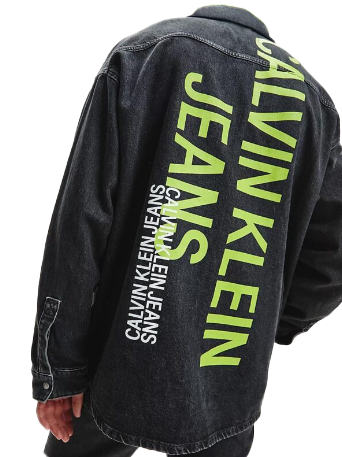 Czarna Kurtka Męska Jeansowa Calvin Klein Oversize J30J319044 S