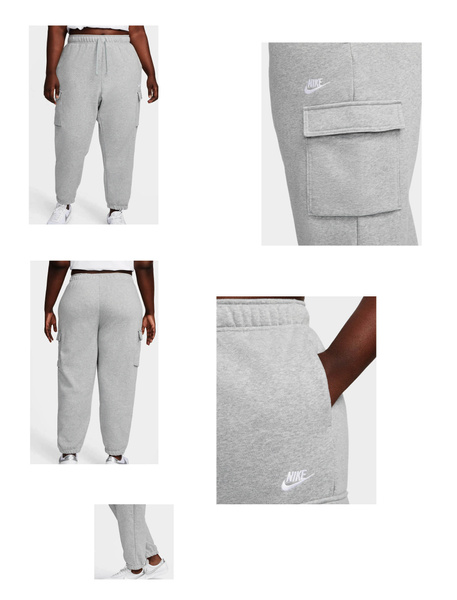 Szare spodnie Nike Club Fleece DV5083-063 1X Cargo Plus Size