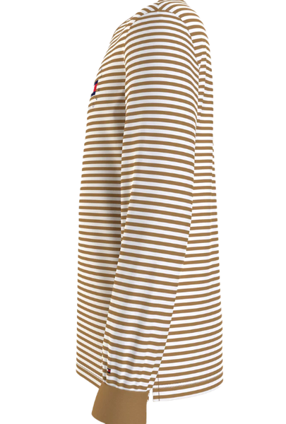 Brązowo-Biała Bluzka Młodzieżowa Tommy Hilfiger Paski r. 140