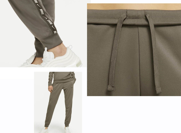 Nike Spodnie Dresowe Damskie - Brązowe - Lampasy - Rozmiar L - DM4645-289