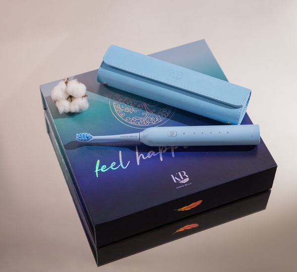Niebieska Szczoteczka Soniczna Karlo Bella Feel Happiness + Futerał + 3 Końcówki USB-C