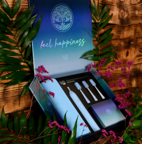 Niebieska Szczoteczka Soniczna Karlo Bella Feel Happiness + Futerał + 3 Końcówki USB-C
