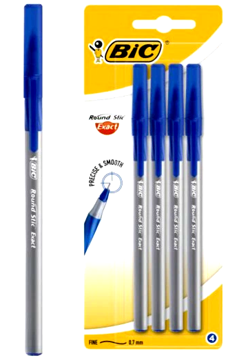 DŁUGOPISY  NIEBIESKIE 4szt BIC ROUND STIC EXACT