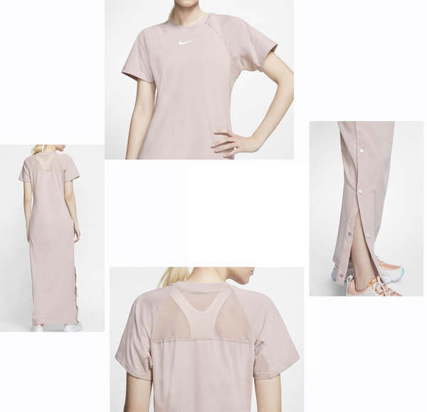 Beżowa Sukienka Długa Nike Sportswear Siatka S CT0762-261