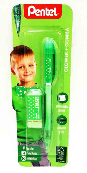 Wygodny Ołówek  Automatyczny HB + Gumka Pentel