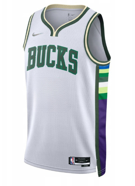 Biała Koszulka NBA Bucks City Edition S Personalizowana DB4070100