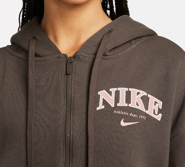 Bluza Damska Nike Brązowa z Kapturem - Rozmiar M - Rozpinana - FJ1014-004