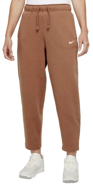 Damskie Spodnie Nike Brązowe Fleece 7/8 L - DD5636-256
