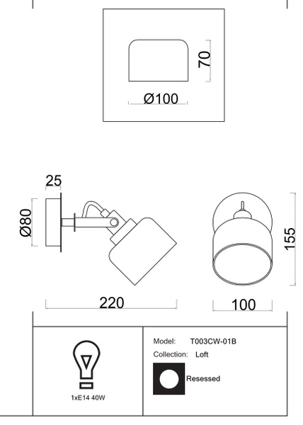 Kinkiet Maytoni Spot Loft Czarny Chrom T003CW-01B