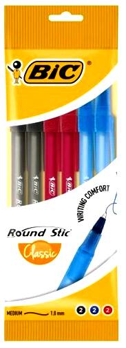 DŁUGOPIS  BIC ROUND STIC CLASSIC MIX KOL 6SZT