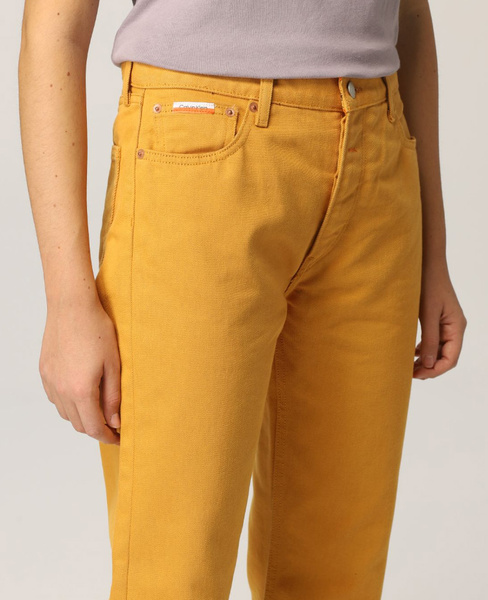 Calvin Klein Spodnie Damskie - Żółte - Rozmiar 32 - Fit Jean -  K20K203726ZCE