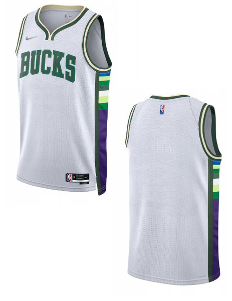 Biała Koszulka NBA Bucks City Edition S Personalizowana DB4070100