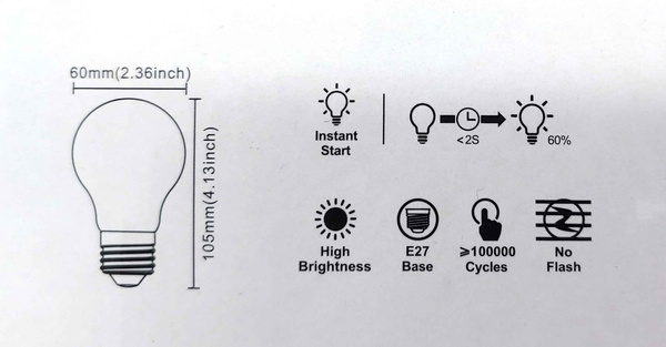 Zestaw 6 Żarówek LVWIT Filament E27 7,5W 1055lm 2700K