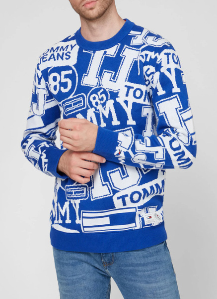 Niebieski Sweter Tommy Jeans DM0DM05070 M Męski