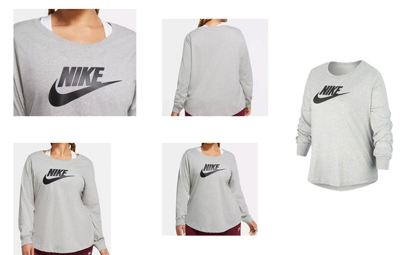 Nike Damska Bluzka CN57420-630 3X Szara Icon Longsleeve