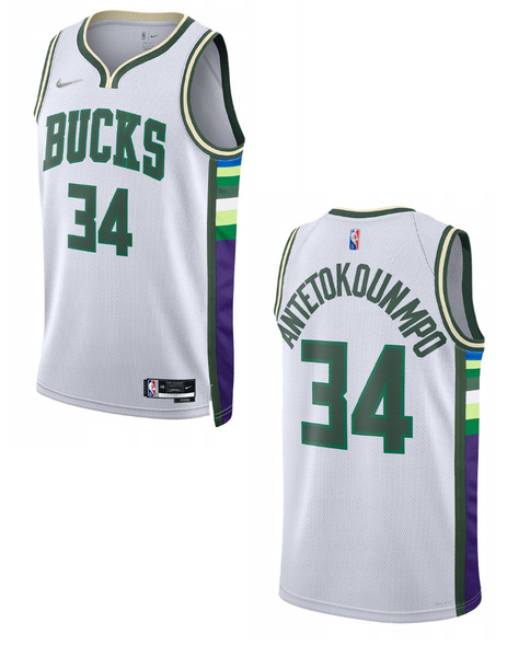 Biała Koszulka NBA Bucks Antetokounmpo City Edition M