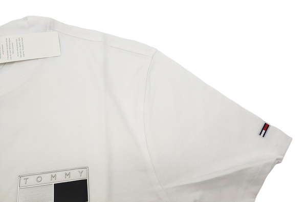 Tommy Jeans - Stylowa Bawełniana Koszulka - T-shirt Biały - DM0DM12555 YBR  - Rozmiar XXL