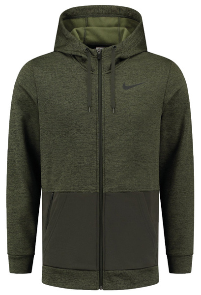 Nike Bluza Męska - Z Kapturem - Rozpinana - Treningowa - Zielona - Rozmiar XXL - Therma Dri-FIT - CU6231-356