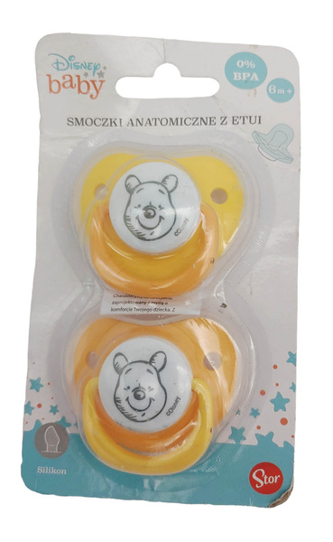 Smoczki  Anatomiczne Etui 2szt +6 0%BPA Disney Baby ŻÓŁTY STOR PUDEŁ