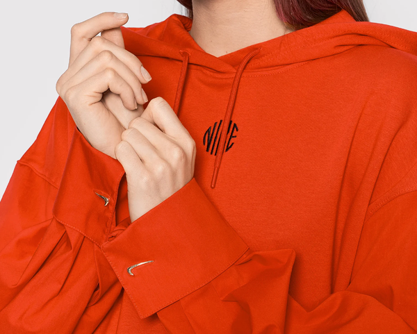 Nike Bluza Damska Pomarańczowa z Kapturem - Nierozpinana - Rozmiar M - Koszulowe Rękawy - DD5052-673