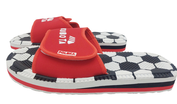 Białe Klapki Kubota z Czerwonym Paskiem r. 38