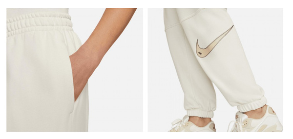 Nike Spodnie Dresowe Damskie - Joggery - Szare - Rozmiar XS - Oversized Fit Swoosh High Rise - DM6205-030