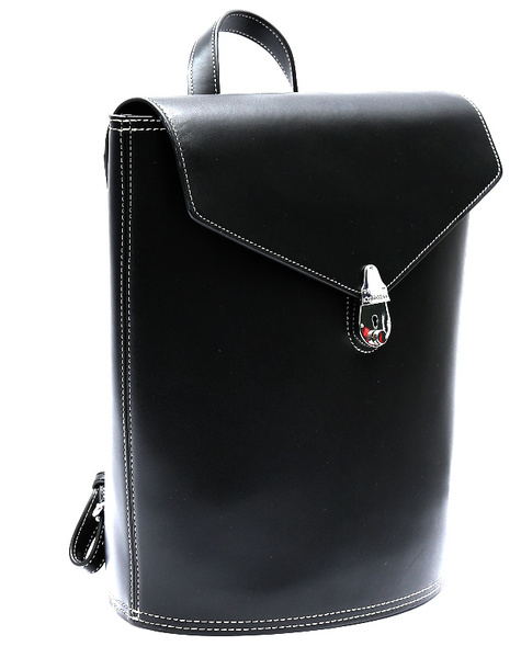Czarna Torba Plecak Calvin Klein Skóra Przeszycia