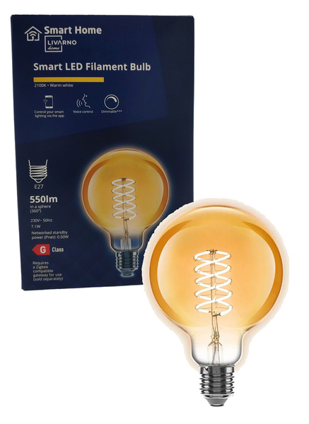 Żarówka Filament Led Smart Home Zigbee 550lm E27 7W 230V 2100K Livarno Home