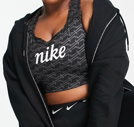 Nike Biustonosz Sportowy - Czarny Stanik - Rozmiar 3X - Dri-FIT Swoosh Icon Clash - DQ5123-010