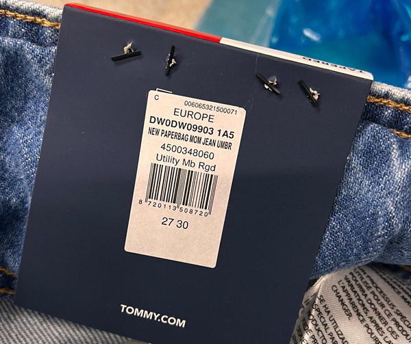 Tommy Jeans Spodnie Damskie - Paperbag - Niebieskie - Rozmiar 27/30 - DW0DW09903