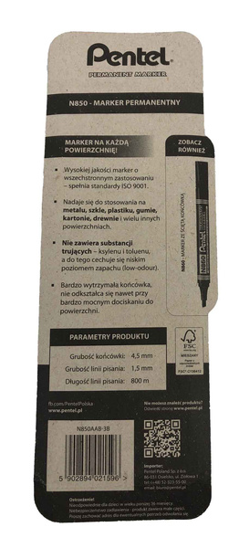 Markery Permanentne Pentel 4,5 mm 3 szt. Czarne i Czerwony