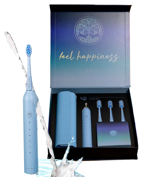 Niebieska Szczoteczka Soniczna Karlo Bella Feel Happiness + Futerał + 3 Końcówki USB-C