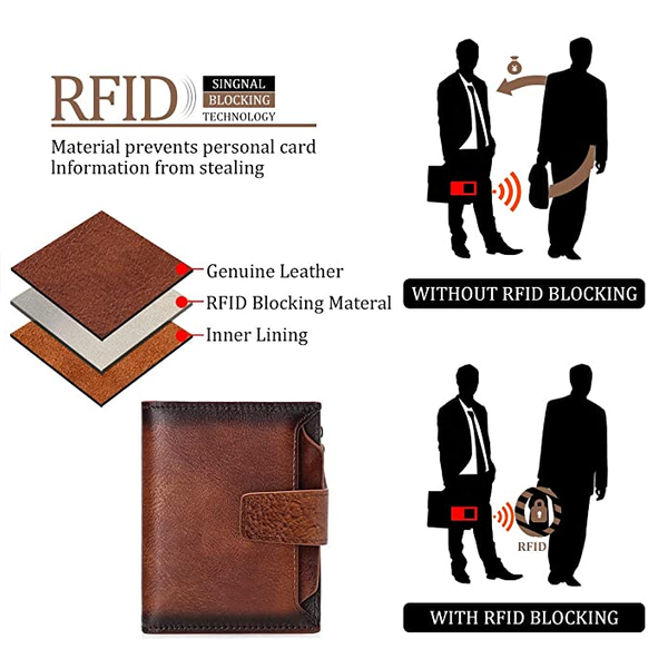 Ciemnobrązowy Portfel Męski Sendefn Skóra RFID