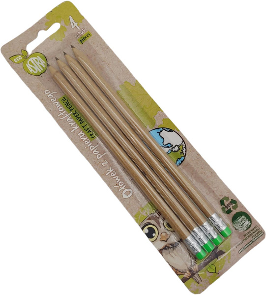 Ołówki Astra z Papieru Kraftowego 4 szt. z Gumką
