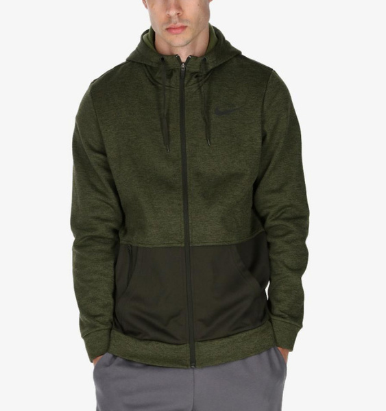 Nike Bluza Męska - Z Kapturem - Rozpinana - Treningowa - Zielona - Rozmiar L - Therma Dri-FIT - CU6231-356