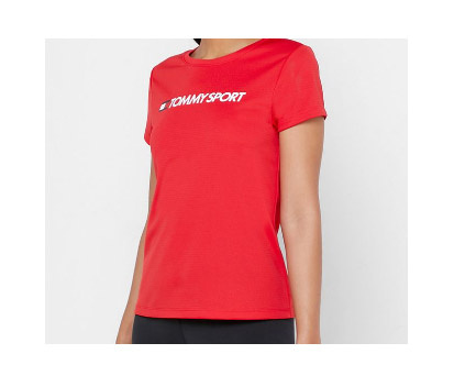 Czerwona damska koszulka Tommy Hilfiger Sport S10S100055-600 S