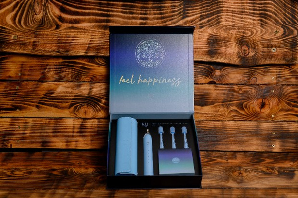 Niebieska Szczoteczka Soniczna Karlo Bella Feel Happiness + Futerał + 3 Końcówki USB-C