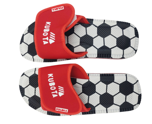 Białe Klapki Kubota z Czerwonym Paskiem r. 38