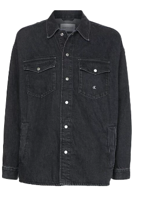 Czarna Kurtka Męska Jeansowa Calvin Klein Oversize J30J319044 S