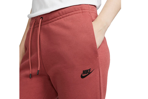 Brązowe Spodnie Nike DX2320-691 S Damskie Fleece Mid Rise