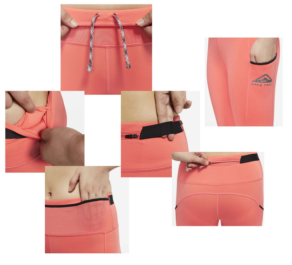 Legginsy Damskie Nike Trail Running Epic Luxe Reflective Pomarańczowe S CZ9596-858