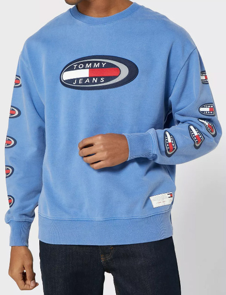 Tommy Hilfiger Bluza Męska - Nierozpinana - Niebieska - Rozmiar S - Summer Heritage